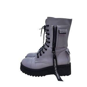 Dolls Kill Poster Girl Women's Reflective Lug Sole Lace Up Combat Boots - 9